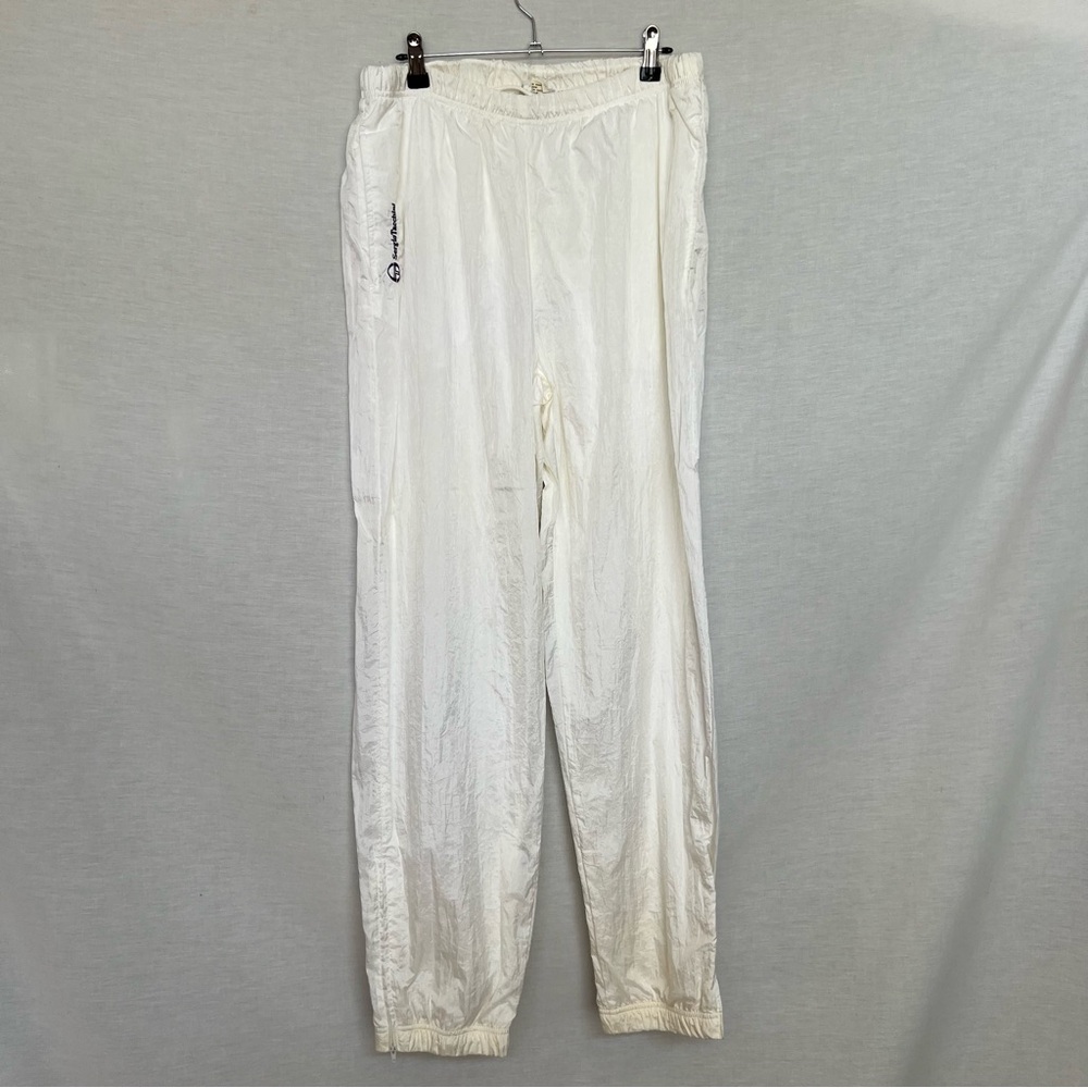 Vintage 80s Sergio Tacchini White Sporty Lined Lightweight Track Pants